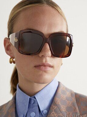 Gucci GG1402S 002 BRAND NEW Sunglasses Havana Brown Women Square Oversized